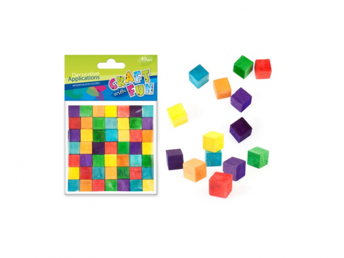 Wooden Blocks Colored 49pcs