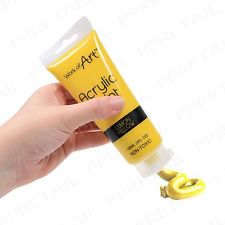 120ml Acrylic Paint Lemon Yellow Tubed Art Craft Painting Canvas Wood Fabric - Image 2